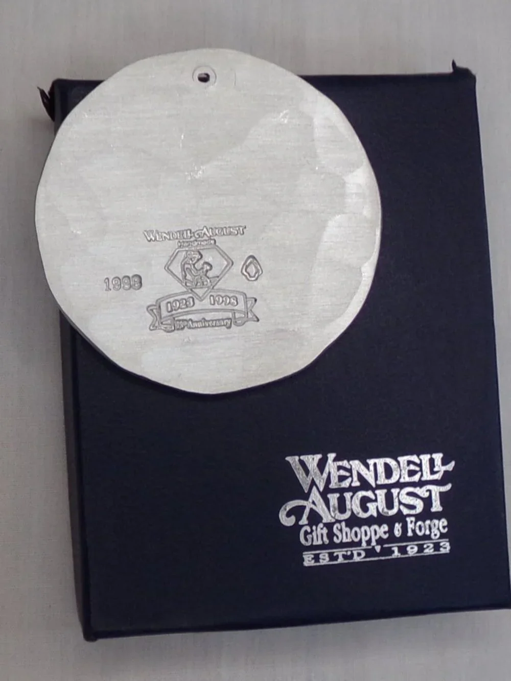 1998 Wendell August Forge Silver Tone Christmas Tree Ornament 75th Anniversary